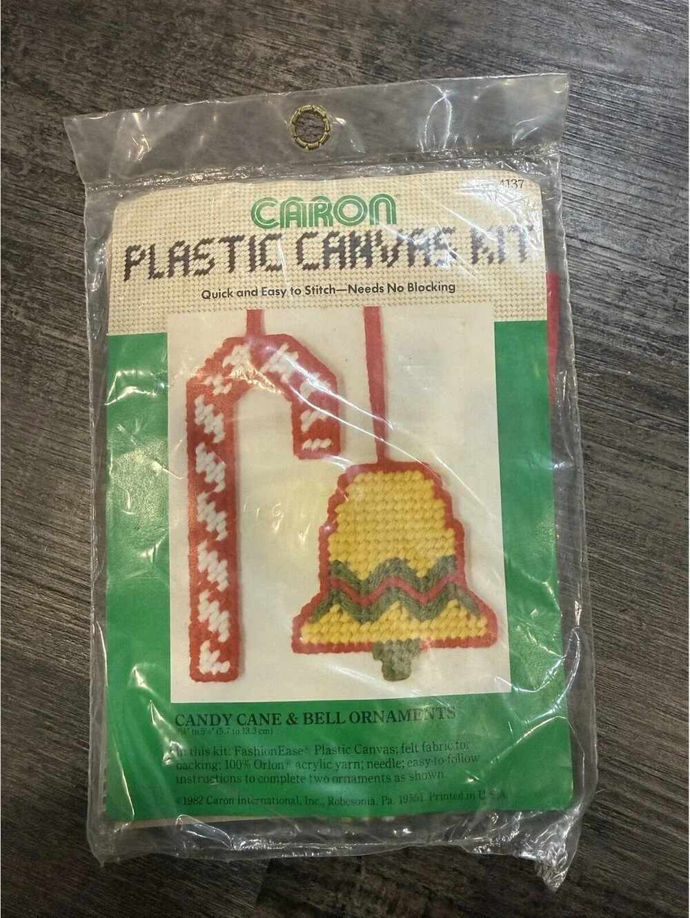 Caron Christmas Ornaments Needlepoint Canvas Kit Candy Cane Bell
